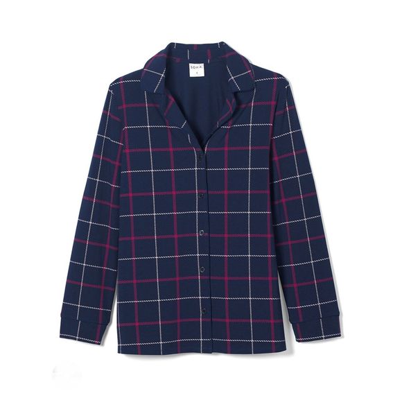 Soma Embraceable Long Sleeve Notch Collar Presence Plaid Top size M New - Picture 1 of 13